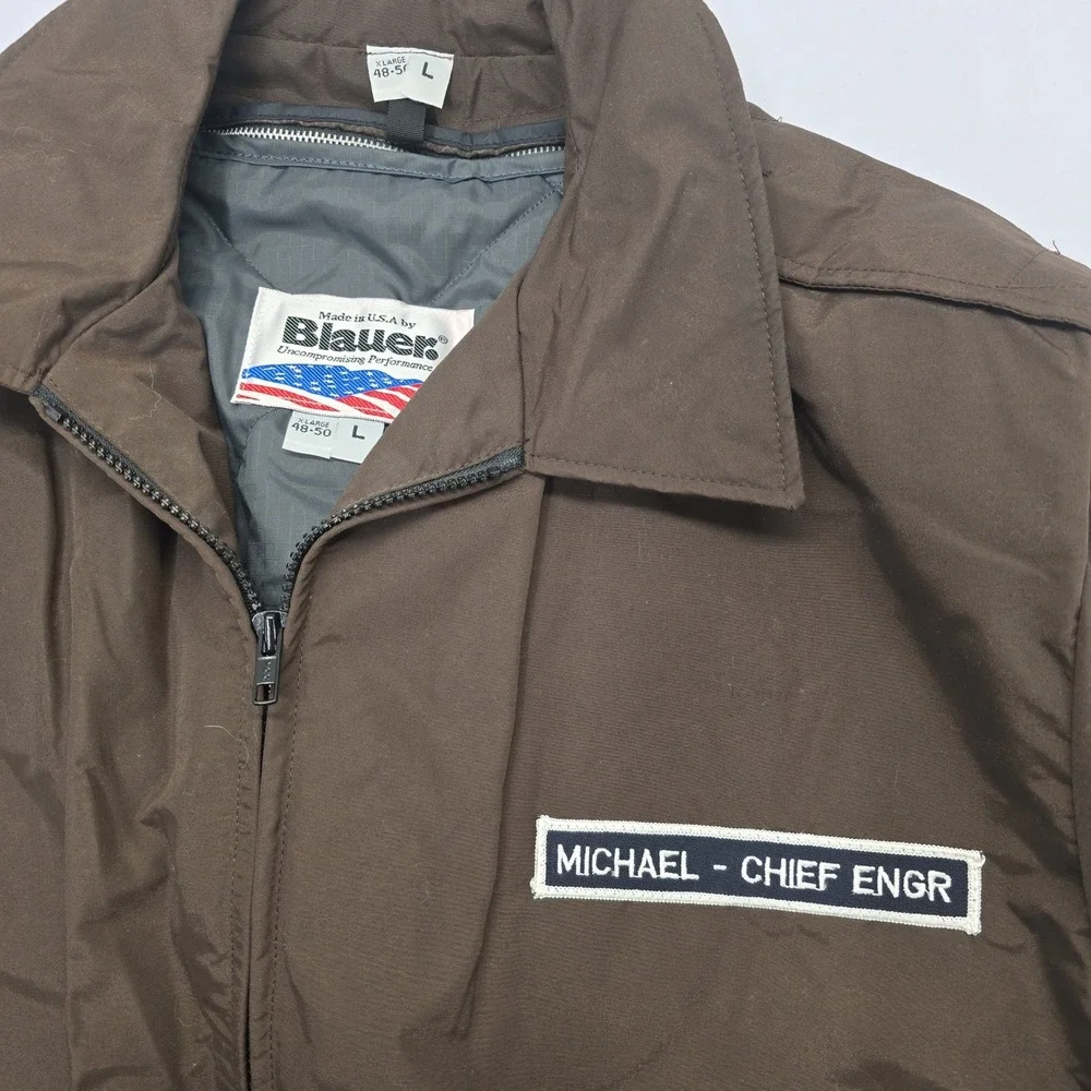 Vintage Blauer USA Brown Bomber Jacket Chief Engr Michael XL 48-50 Deadstock New